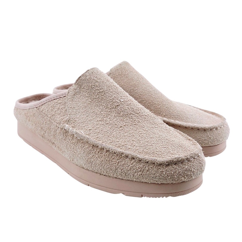 Sperry Womens Rose Suede Moccasin Mules Pink Beige Faux Shearling - Size 10M